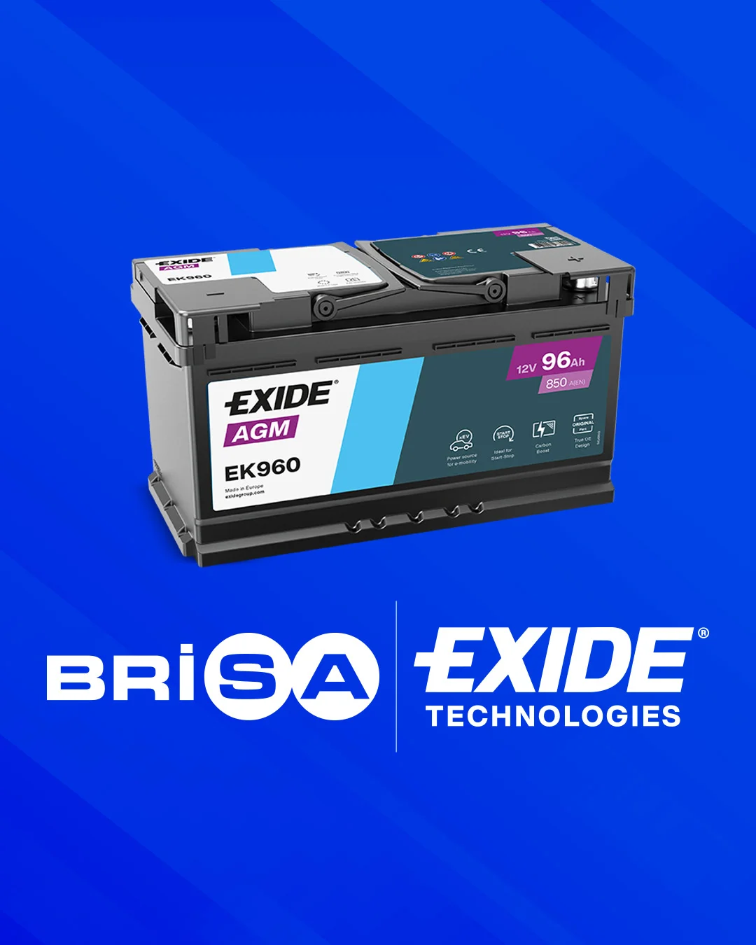 Brisa ve Exide Technologies iş birliğini tanıtan Exide AGM akü görseli